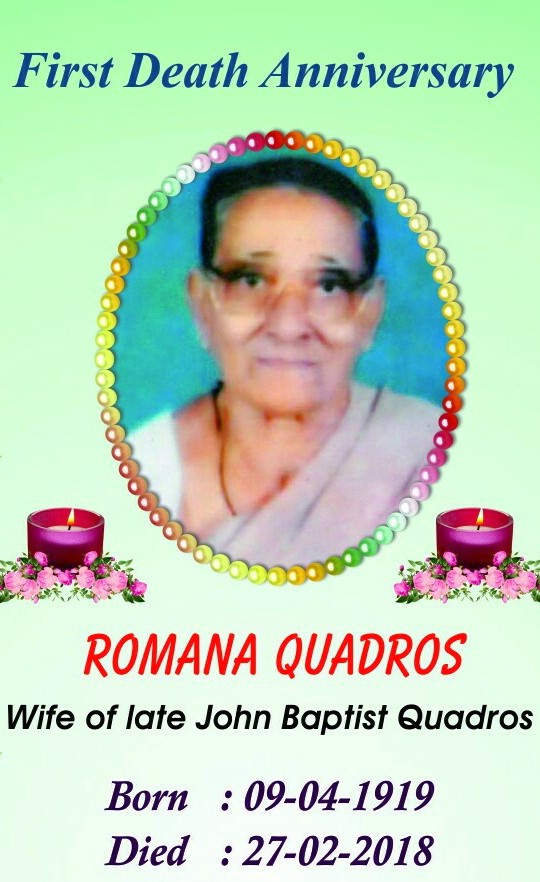 First Death Anniversary of Late Romana Quadros
